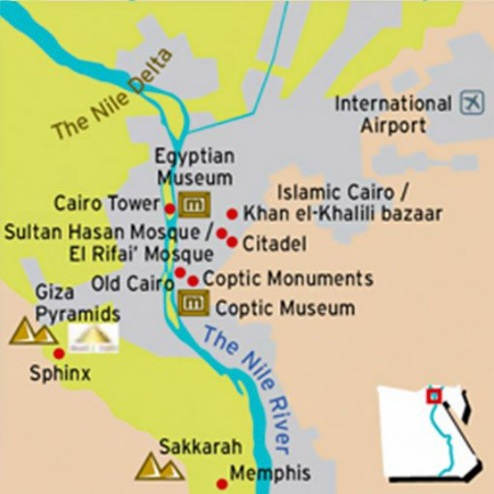 Mappa del Cairo utile per orientarsi tra il centro e il quartiere copto