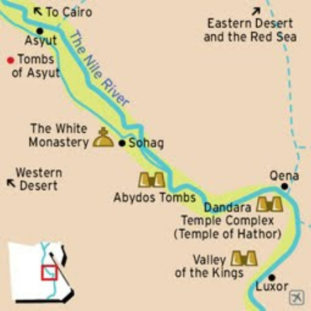 Mappa del Nilo tra Asyut e Luxor